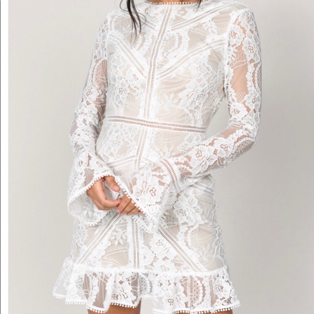 Tobi white lace shift dress